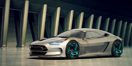 3D rendering of a brand-less generic concept carの写真素材