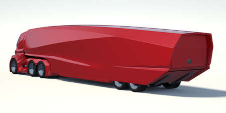 3D rendering of a brand-less generic concept truck. Electric autonomous truck on white backgroundの写真素材