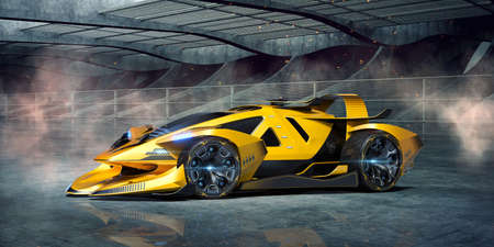 3D rendering of a brand-less generic concept carの写真素材