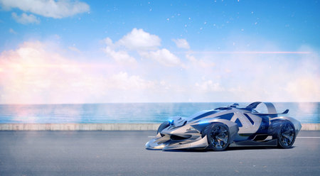 3D rendering of a brand-less generic concept car