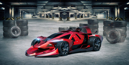 3D rendering of a brand-less generic concept car