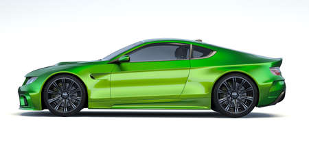 3D rendering of a brand-less generic concept car in studio environmentの写真素材