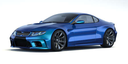 3D rendering of a brand-less generic concept car in studio environmentの写真素材