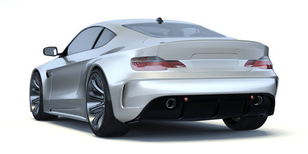 3D rendering of a brand-less generic concept car in studio environment