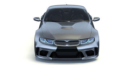 3D rendering of a brand-less generic concept car in studio environmentの写真素材