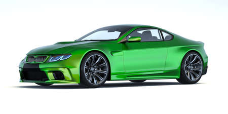 3D rendering of a brand-less generic concept car in studio environmentの写真素材