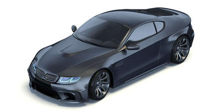 3D rendering of a brand-less generic concept car in studio environmentの写真素材