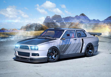 3D rendering of a brand-less generic concept carの写真素材