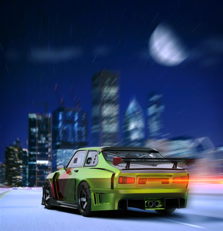 3D rendering of a brand-less generic concept car