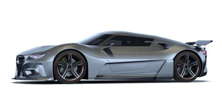 3D rendering of a brand-less generic concept car in studio environmentの写真素材