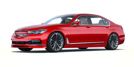 3D rendering of a brand-less generic concept car in studio environmentの写真素材