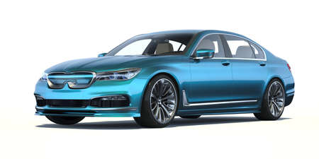 3D rendering of a brand-less generic concept car in studio environmentの写真素材
