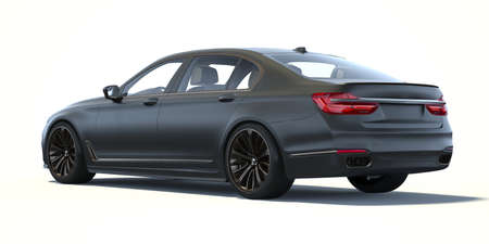 3D rendering of a brand-less generic concept car in studio environmentの写真素材