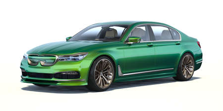 3D rendering of a brand-less generic concept car in studio environmentの写真素材