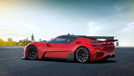 3D rendering of a brand-less generic concept car