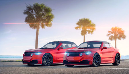 3D rendering of a brand-less generic concept carの写真素材