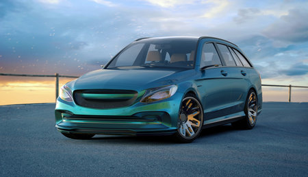 3D rendering of a brand-less generic concept car