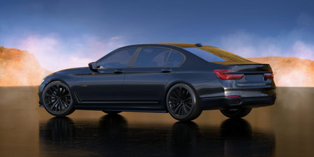 3D rendering of a brand-less generic concept car