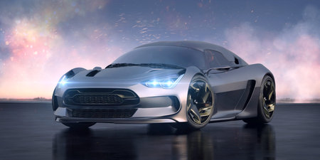 3D rendering of a brand-less generic concept car
