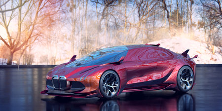 3D rendering of a brand-less generic concept car