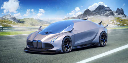 3D rendering of a brand-less generic concept carの写真素材