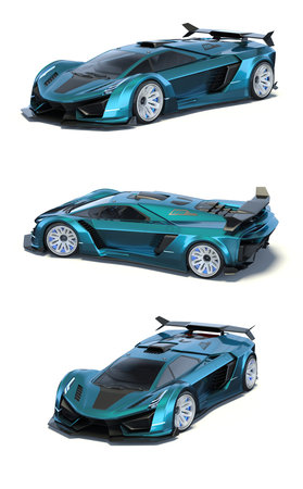 3D rendering of a brand-less generic cars in studio environment