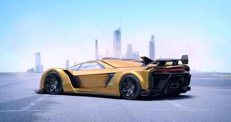 3D rendering of a brand-less generic concept car