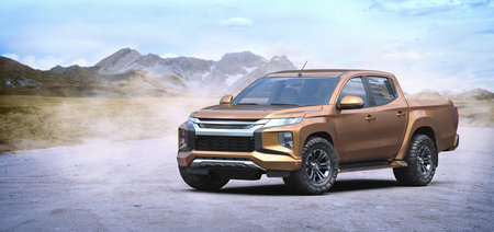 3D rendering of a brand-less generic pickup truck