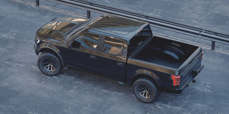 3D rendering of a brand-less generic pickup truck