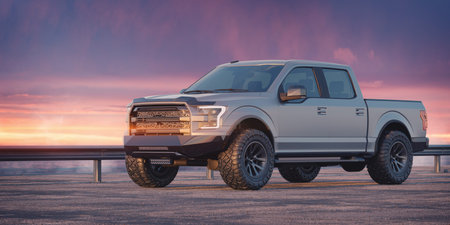 3D rendering of a brand-less generic pickup truck
