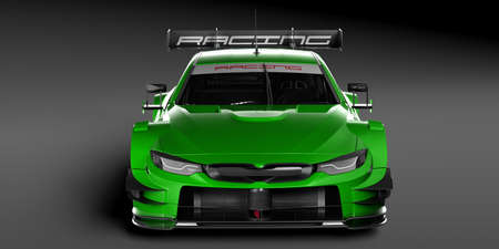 3D rendering of a brand-less generic concept racing car in studio environmentの写真素材