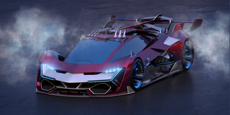 3D rendering of a brand-less generic concept car