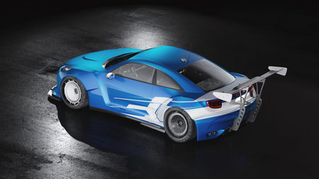 3D rendering of a brand-less generic concept car