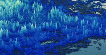Abstract fantasy landscape made from elevation cubes