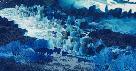 Abstract fantasy landscape made from elevation cubes