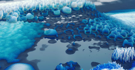 Abstract fantasy landscape made from elevation cubes