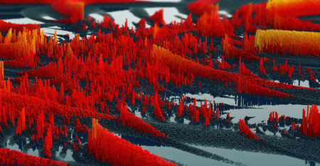 Abstract fantasy landscape made from elevation cubes
