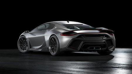 3D rendering of a brand-less generic concept car