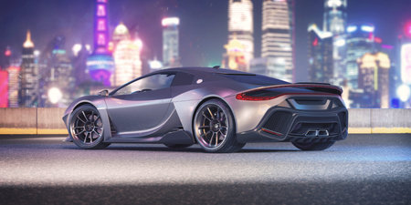 3D rendering of a brand-less generic concept car