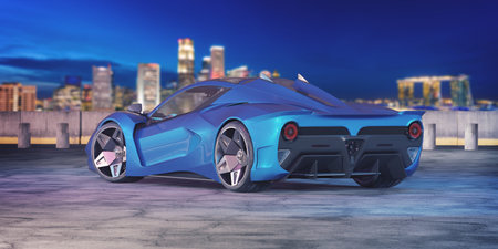 3D rendering of a brand-less generic concept car