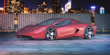 3D rendering of a brand-less generic concept car