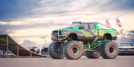 3D rendering of a brand-less generic monster truck