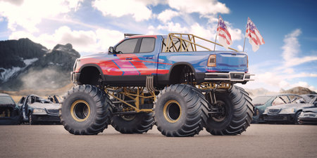 3D rendering of a brand-less generic monster truck