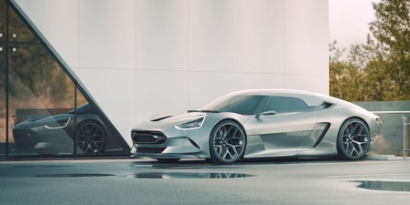 3D rendering of a brand-less generic concept car