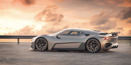 3D rendering of a brand-less generic concept carの写真素材