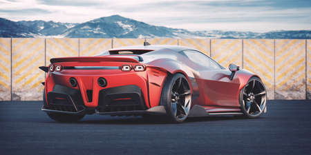 3D rendering of a brand-less generic concept carの写真素材