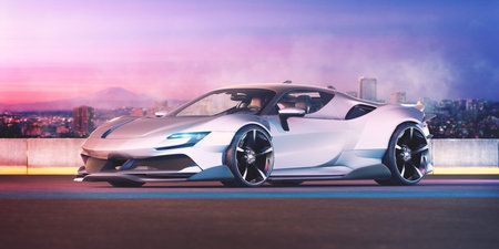 3D rendering of a brand-less generic concept car