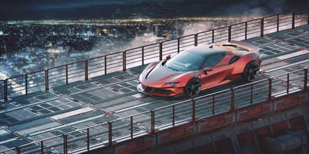 3D rendering of a brand-less generic concept carの写真素材