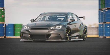3D rendering of a brand-less generic concept car