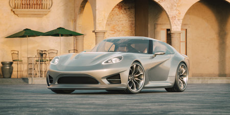 3D rendering of a brand-less generic concept car